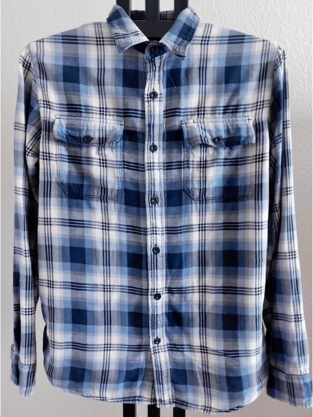 Adidas Originals Men's Euro 50 Blue Plaid Flannel Button Up Shirt Streetwear